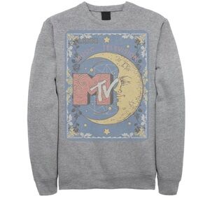MTV Gray and Blue Graphic Men's Crewneck Sweatshirt